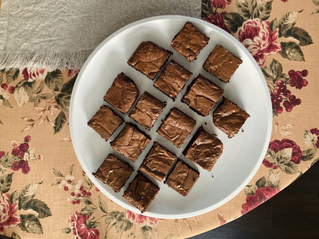 Brownies on an autumnal table